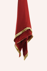 Scarlet Red Gold Piped Sequin