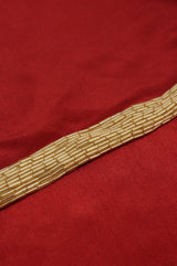 Scarlet Red Gold Piped Sequin