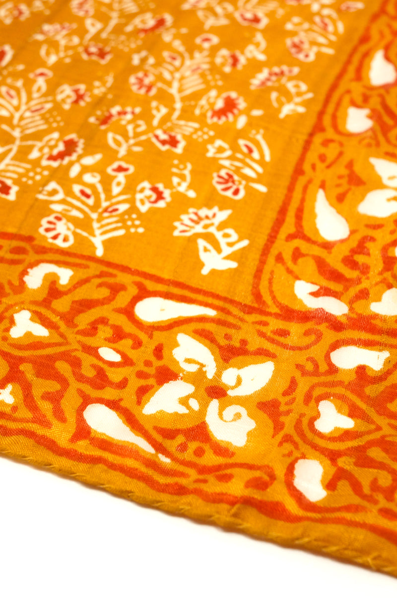 Batik Silk Scarf - Mustard