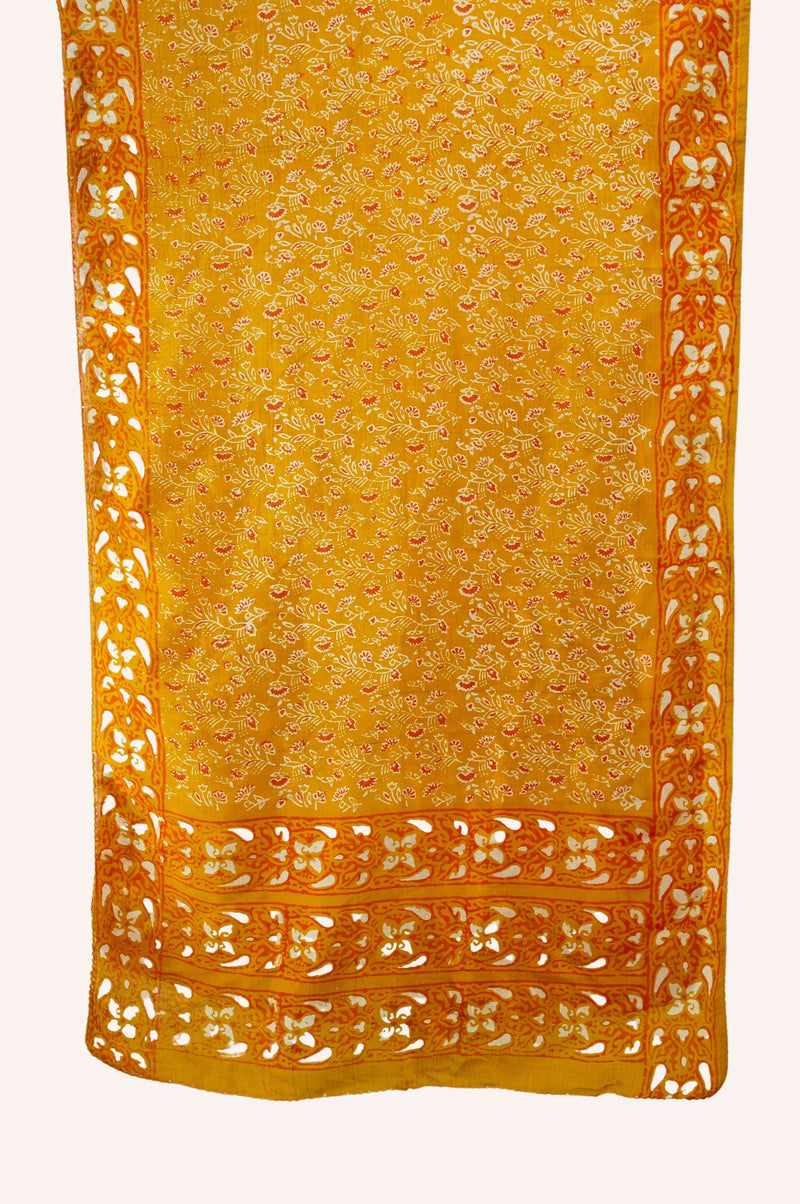 Batik Silk Scarf - Mustard